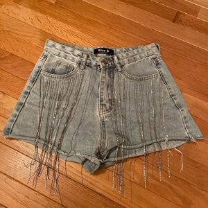 Dangling Sparkle Jean Shorts